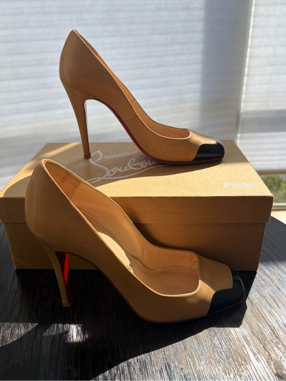 Christian Louboutin Vintage Y2K Lady Grant Patent Square Cap Toe Pump Heels 36.5